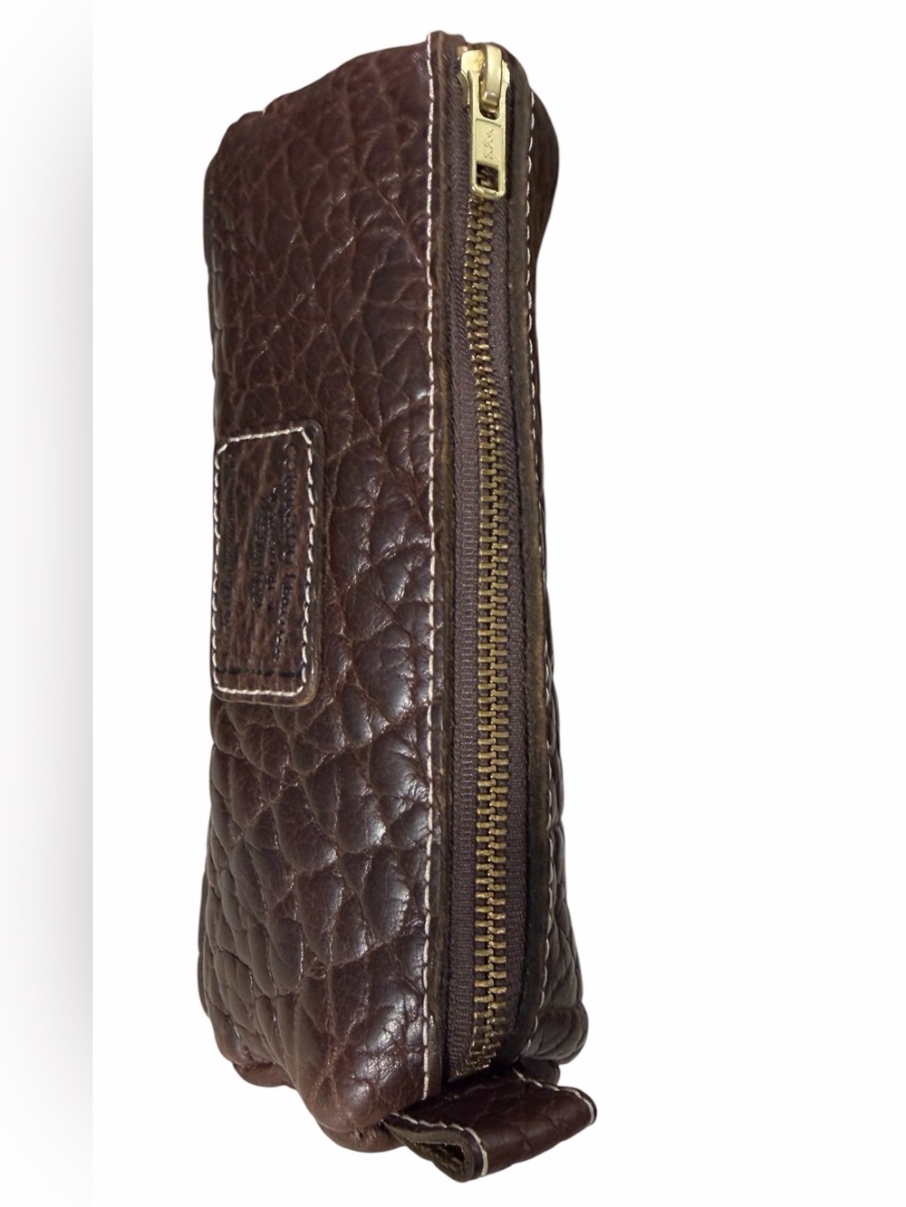 Coronado Leather Brown Bison Leather
Zip Pouch Clutch Toiletries Made in USA